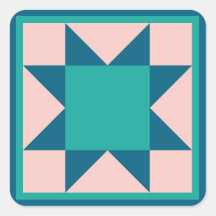 キルトステッカー – 鋸歯星(teal)