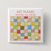 キルトス熱狂するクエア名タグボタン – 白 缶バッジ (正面)