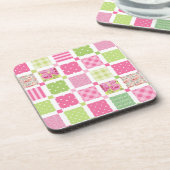 キルトデザインとフローラ水玉模様 コースター (左側)