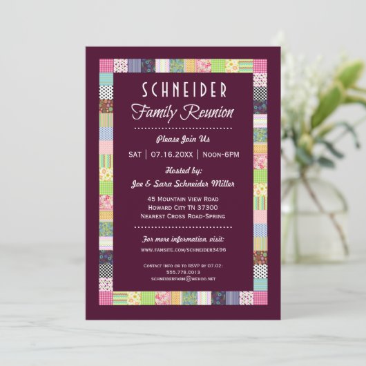 キルトデザインファミリ懇親会ダーク招待状 招待状 (スタンド正面)