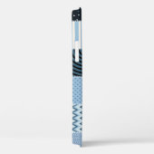 キルトデザイン、ジオメトリックパッチワーク、ブルートーン。 Case-Mate iPhoneケース (裏面 / 右)