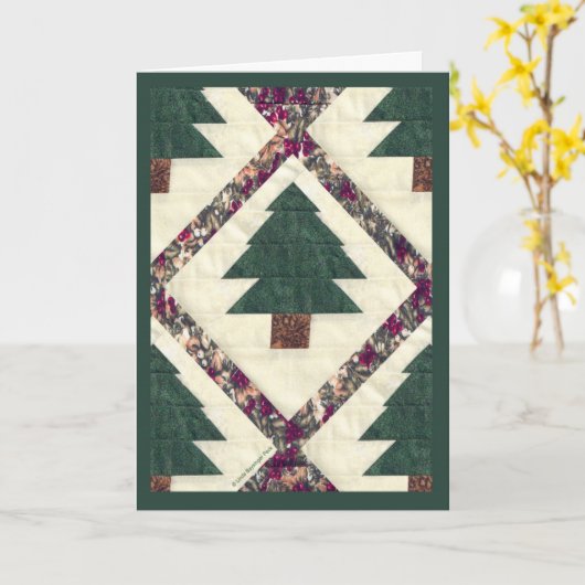 キルトパインツリー カード (黄色い花)