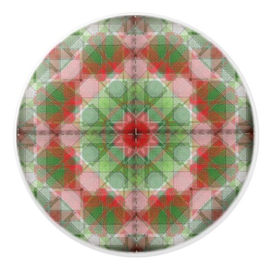 キルトパターンセラミックノブ赤 セラミックノブ (正面)