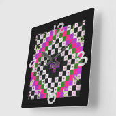 キルトパターンデザイン時計芸術/クラフトルーム スクエア壁時計 (傾斜)