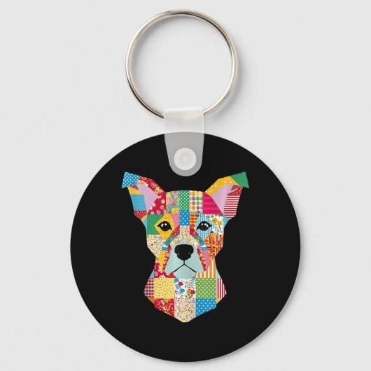 キルトパターンドッグキルティング恋人キルターシーウィン キーホルダー (正面)