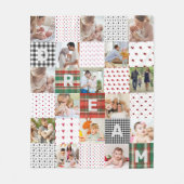 キルトパターンフォトカレッジレトロパッチワーク効果 フリースブランケット (正面)