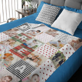 キルトパターンフォトカレッジレトロパッチワーク効果 フリースブランケット