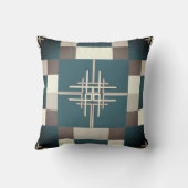 キルトパターンブラウンとグレーの装飾用クッション クッション (裏面)