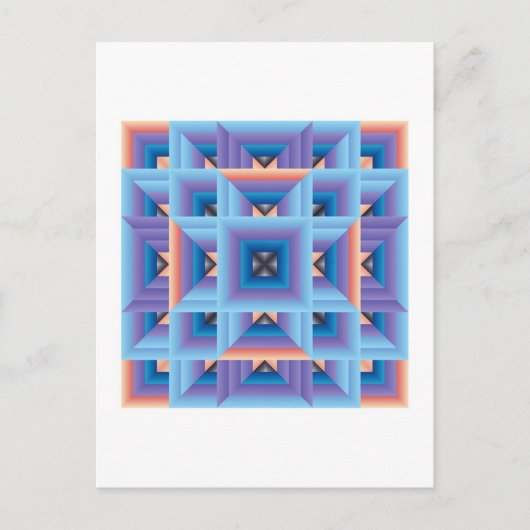 キルトパターン3 （青と紫） ポストカード (正面)