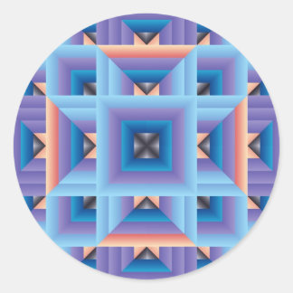 キルトパターン3 (青と紫) ラウンドシール