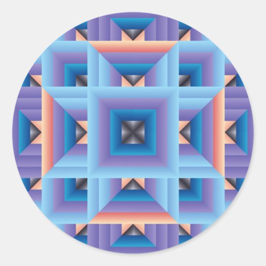 キルトパターン3 （青と紫） ラウンドシール (正面)