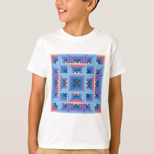 キルトパターン3 (青と紫) Tシャツ (正面)