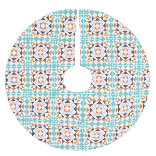 キルトブカラフルモダンロックのジオメトリパターン ブラッシュドポリエステルツリースカート (正面)