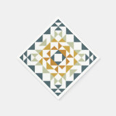 キルトブカラフルロモダンックティール（緑がかった色）ジオメトリックアート スタンダードカクテルナプキン (角)