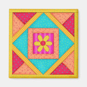 キルトブロックアートスクエアマグネット マグネット (正面)