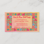 キルトブロックアートパッチワーク縁どプロモーション 名刺 (裏面)