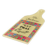 キルトブロックアート縁どル食べク祈ルト黄色 カッティングボード (角)