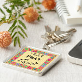 キルトブロックアート縁どル食べク祈ルト黄色 キーホルダー (側面)