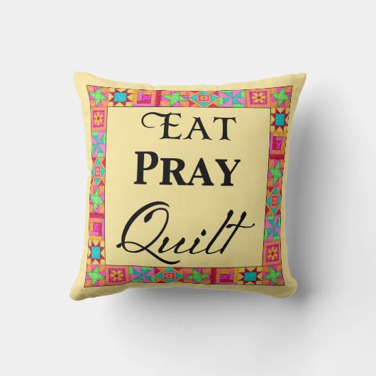 キルトブロックアート縁どル食べク祈ルト黄色 クッション (裏面)