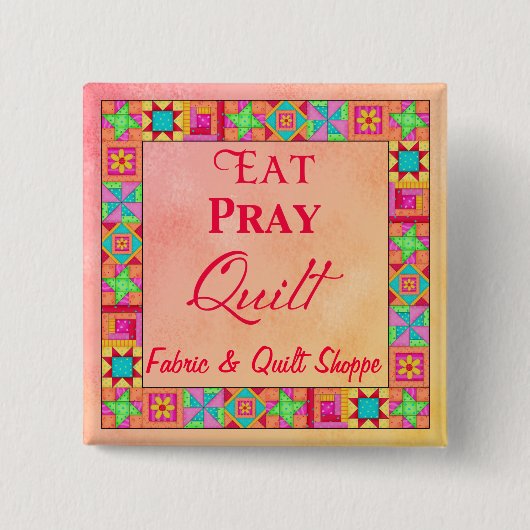 キルトブロックアー縁どト食べク祈キルト名バッジ 缶バッジ (正面)