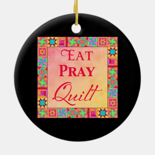 キルトブロックアー縁どト食べク祈ルトブラック セラミックオーナメント (裏面)