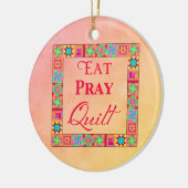 キルトブロックアー縁どト食べク祈ルCoral Yello セラミックオーナメント (左)