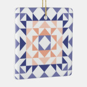 キルトブロックカラフルジオメトリックパープル セラミックオーナメント (右)