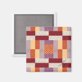 キルトブロックパターン「クレヨンボックス」角磁石 マグネット (正面/裏面)