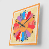 キルトブロックパターン「ドレスデンプレート」壁時計 スクエア壁時計 (傾斜)