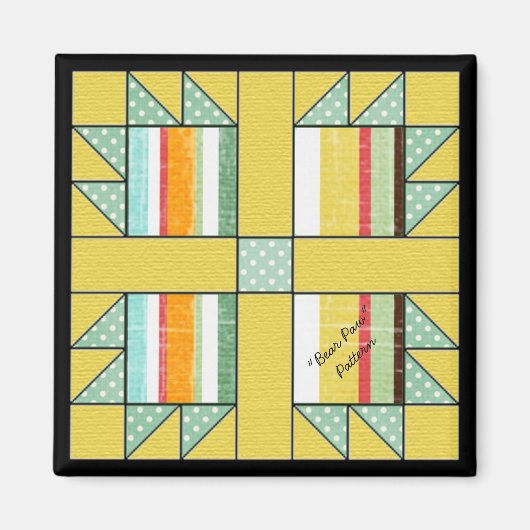 キルトブロックパターン「ベアーポー」角磁石 マグネット (正面)