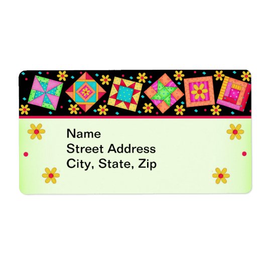 キルトブロック黒と緑の出荷ラベル ラベル (正面)
