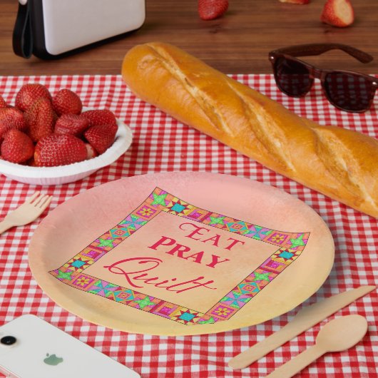 キルトブ縁どック祈トCoral Yellow ペーパープレート (ピクニック)