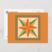 キルトポストカード – ベベルスター（オレンジ/緑） ポストカード (正面/裏面)