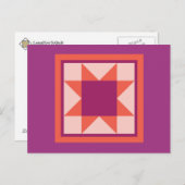 キルトポストカード – 鋸歯星（ピンク/オレンジ） ポストカード (正面/裏面)