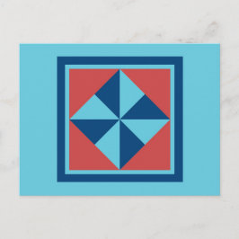 キルトポストカード – Pinwheel (navy/red) ポストカード