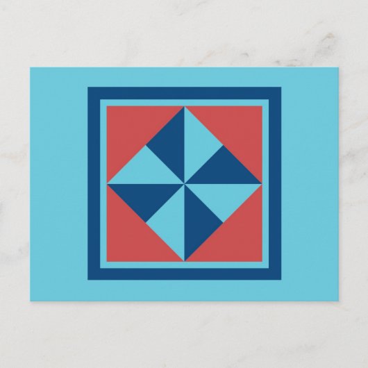 キルトポストカード – Pinwheel (navy/red) ポストカード (正面)