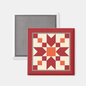 キルトマグネット – ステッピングストーンズ（七面鳥の赤） マグネット (正面/裏面)