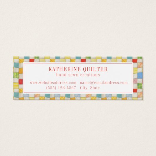 キルトミニ熱狂する名刺 (正面)