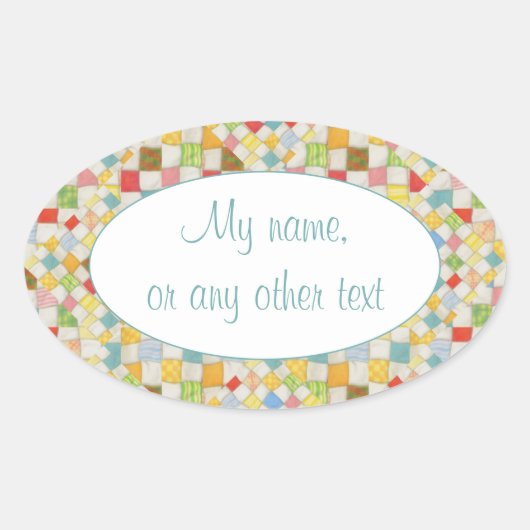 キルトモザイクオーバルマットステッカー 楕円形シール (正面)