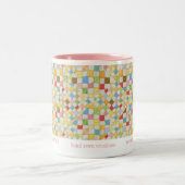 キルトモザイクビジネスIDピンク2トーンマグカップ ツートーンマグカップ (中央)