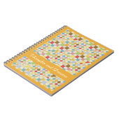 キルトモザイク6.5x8.75スパイラルノートブック+文字金ゴールド ノートブック (左側)