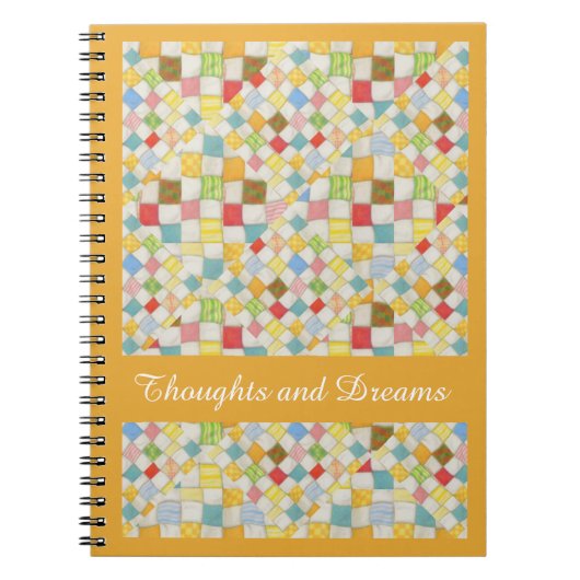 キルトモザイク6.5x8.75スパイラルノートブック+文字金ゴールド ノートブック (正面)