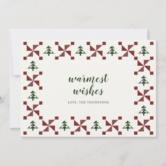 キルトモダンクリスマスツリー休日の非フォトカード 招待状 (正面)