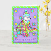 キルトラバードッググリーティングカードまたはノートカード カード (黄色い花)