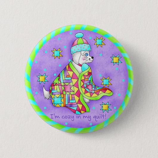 キルトラバードッグボタン 缶バッジ (正面)