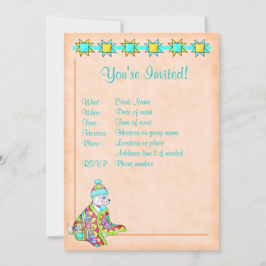 キルトラバードッグ招待状のカスタマイズ 招待状 (裏面)