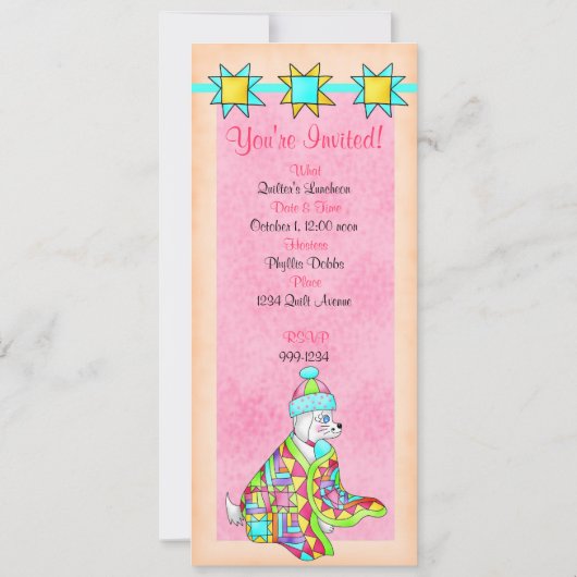 キルトラバードッグ招待状カスタマイズ 招待状 (裏面)