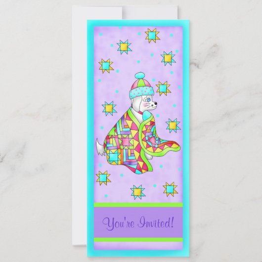 キルトラバードッグ招待状、カスタマイズ可能 招待状 (正面)