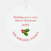 キルトルックリース パーソナライズされた メタルオーナメント (裏面)