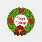 キルトルックリース パーソナライズされた メタルオーナメント (正面)